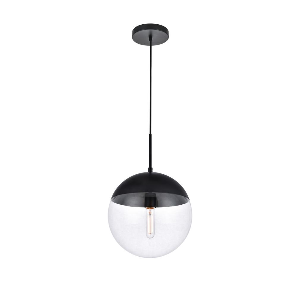 Eclipse 1 Light Black Pendant With Clear Glass. Picture 2