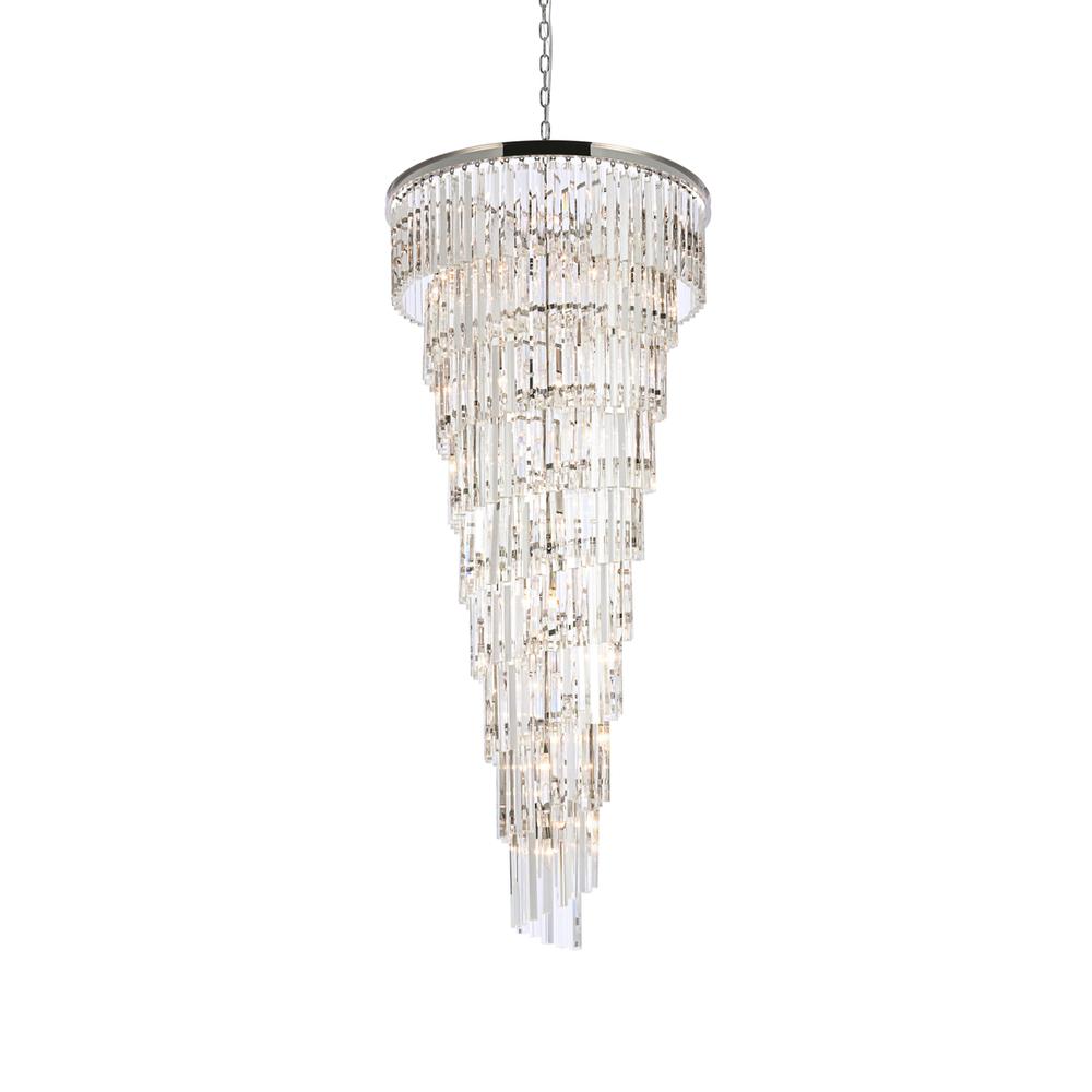 Sydney 30 Inch Spiral Crystal Chandelier In Polished Nickel. Picture 2