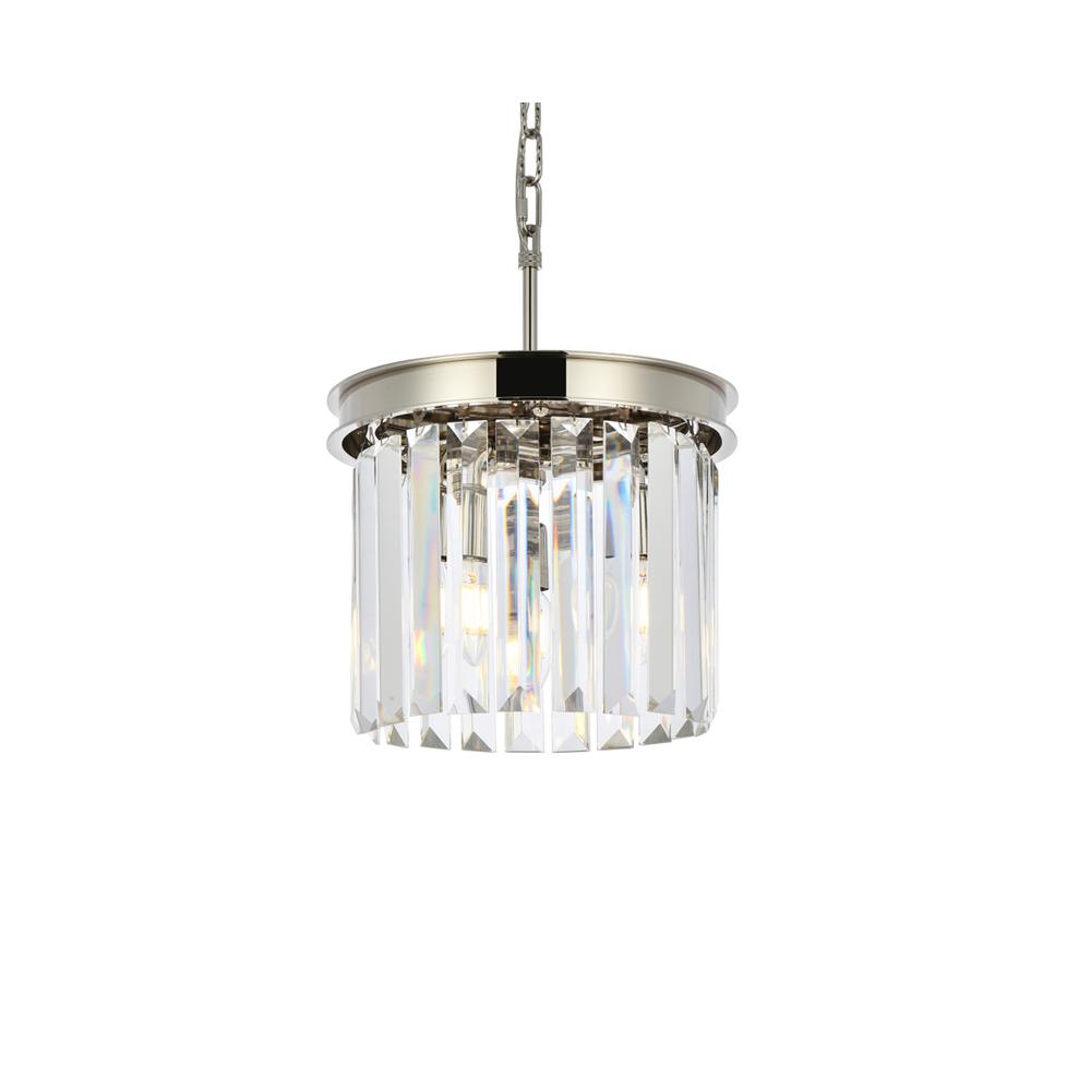 Sydney 3 Light Polished Nickel Pendant Clear Royal Cut Crystal. Picture 2