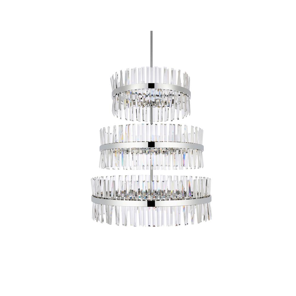 Serephina 36 Inch 3 Tiers Crystal Round Chandelier Light In Chrome. Picture 2
