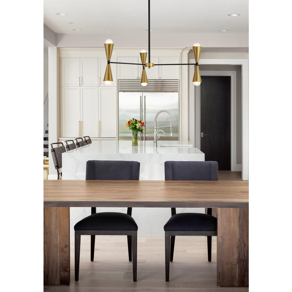 Cade 34 Inch Pendant In Black And Brass. Picture 7