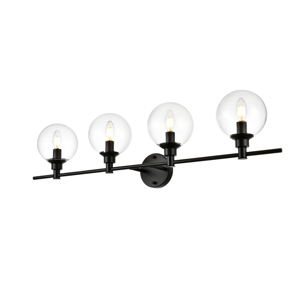 Jaelynn 4 Light Black And Clear Bath Sconce. Picture 2