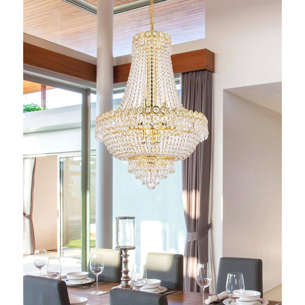 Century 12 Light Gold Chandelier Clear Royal Cut Crystal. Picture 8