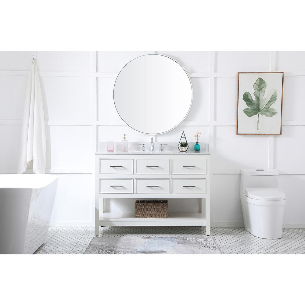 48 Inch Single Bathroom Vanity In White With Backsplash. Picture 4