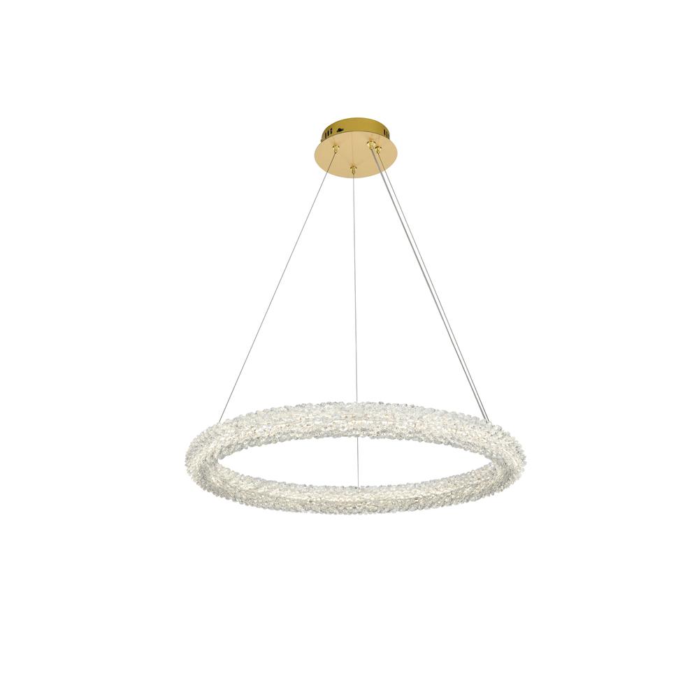 Bowen 26 Inch Adjustable Led Chandelier In Satin Gold. Picture 2