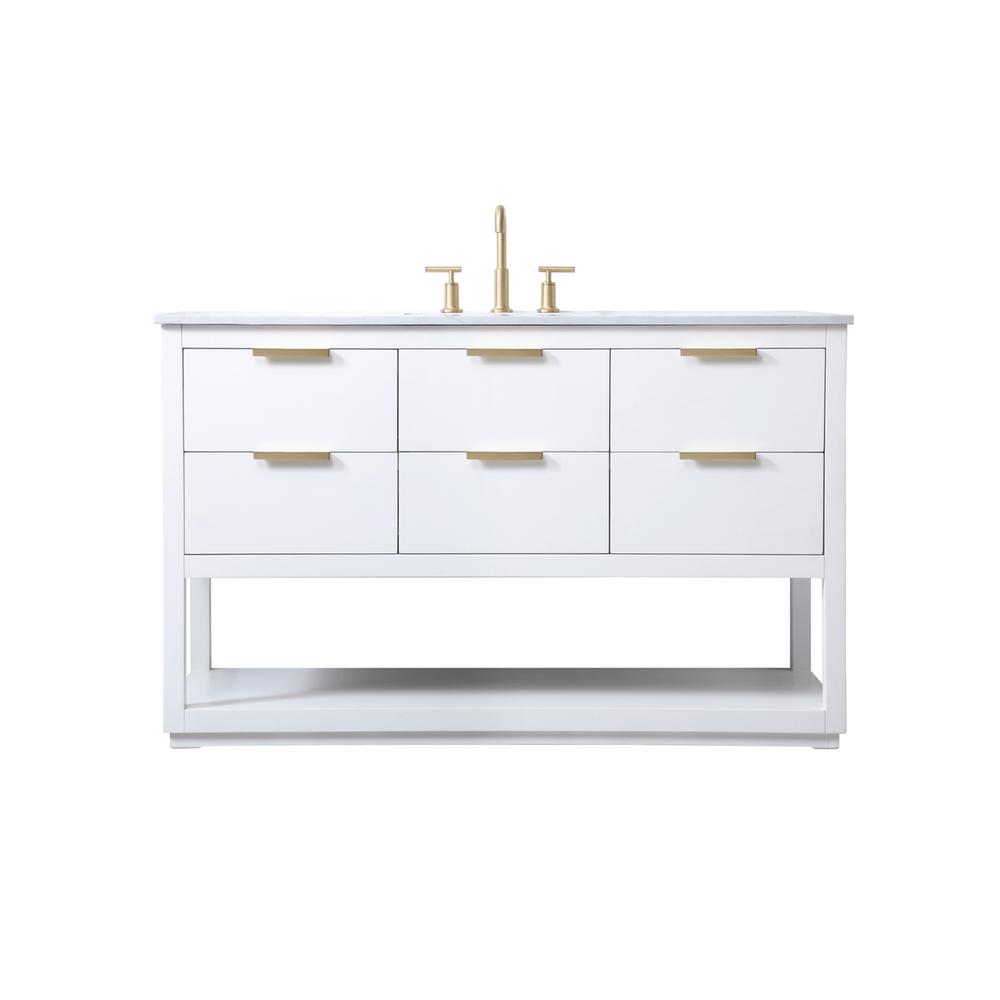 54 Inch Single Bathroom Vanity In White. Picture 1