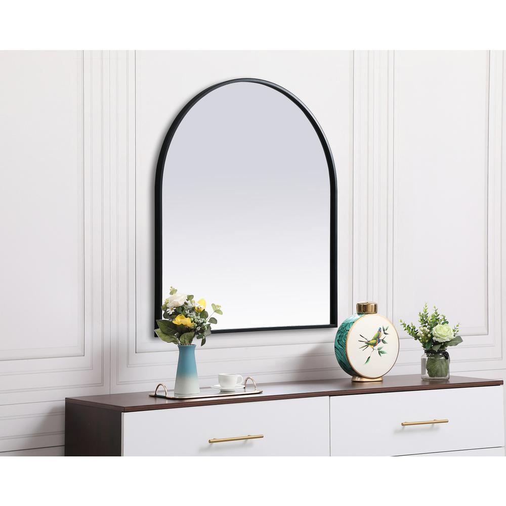Metal Frame Arch Mirror 27X30 Inch In Black. Picture 4