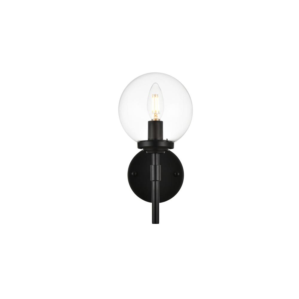 Ingrid 1 Light Black And Clear Bath Sconce. Picture 1