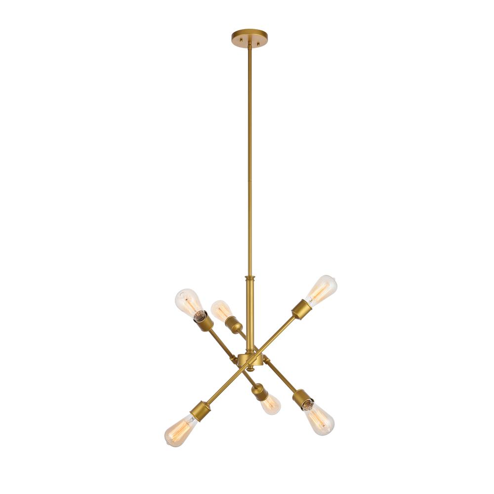 Axel 6 Lights Brass Pendant. Picture 1
