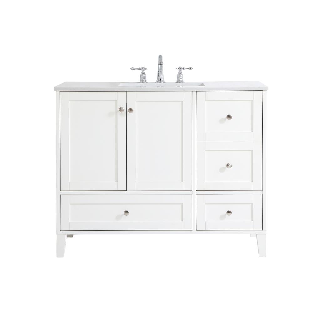 42 Inch Single Bathroom Vanity In White. Picture 1