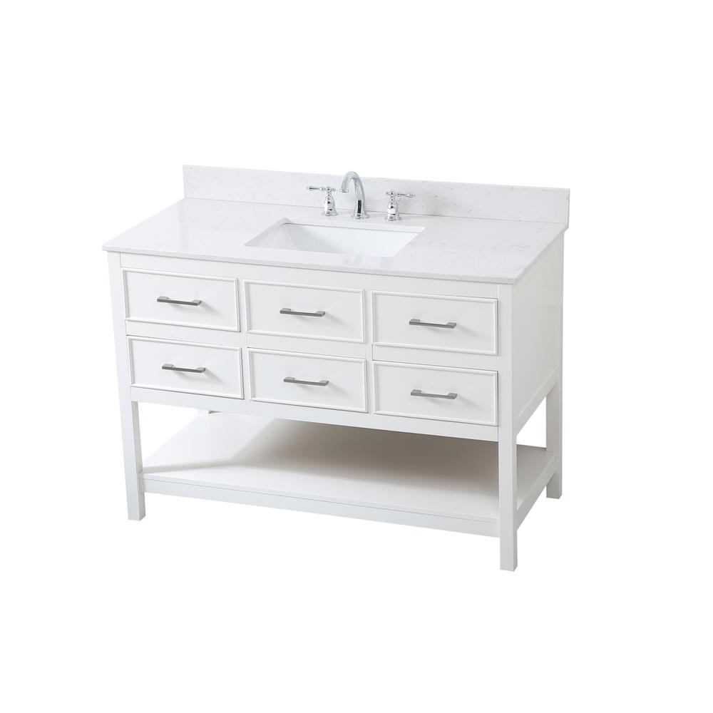 48 Inch Single Bathroom Vanity In White With Backsplash. Picture 8