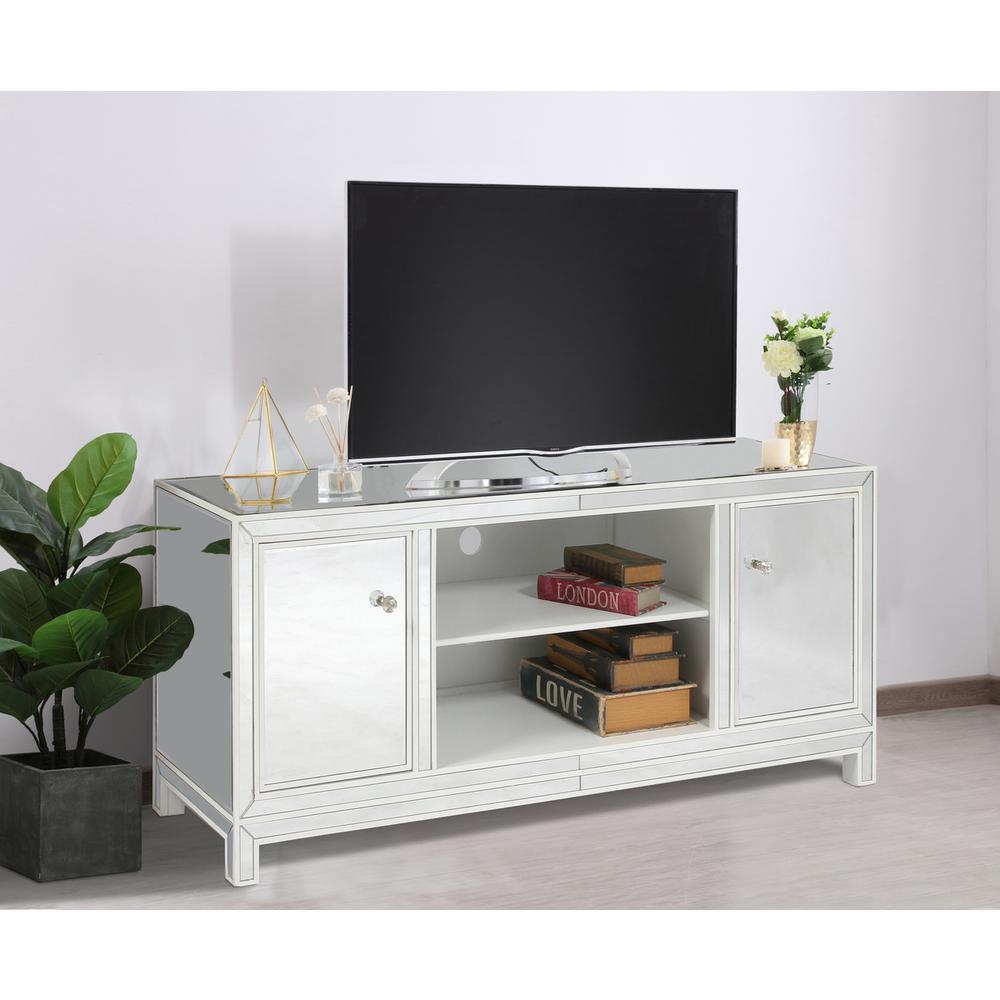 60 In. Mirrored Tv Stand In White. Picture 2