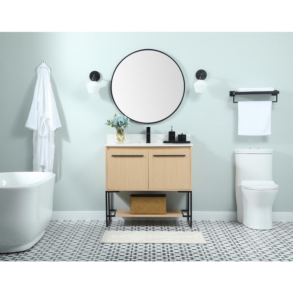 36 Inch Single Bathroom Vanity In Maple With Backsplash. Picture 4