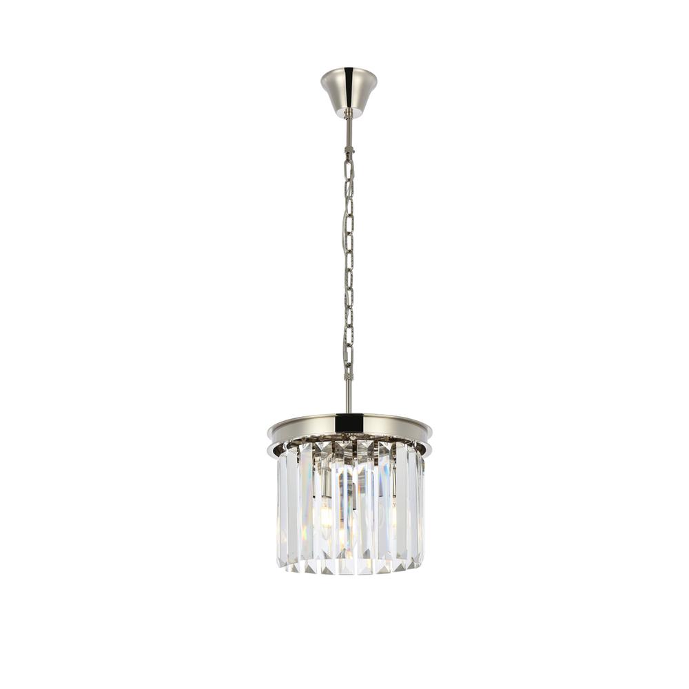 Sydney 3 Light Polished Nickel Pendant Clear Royal Cut Crystal. Picture 1