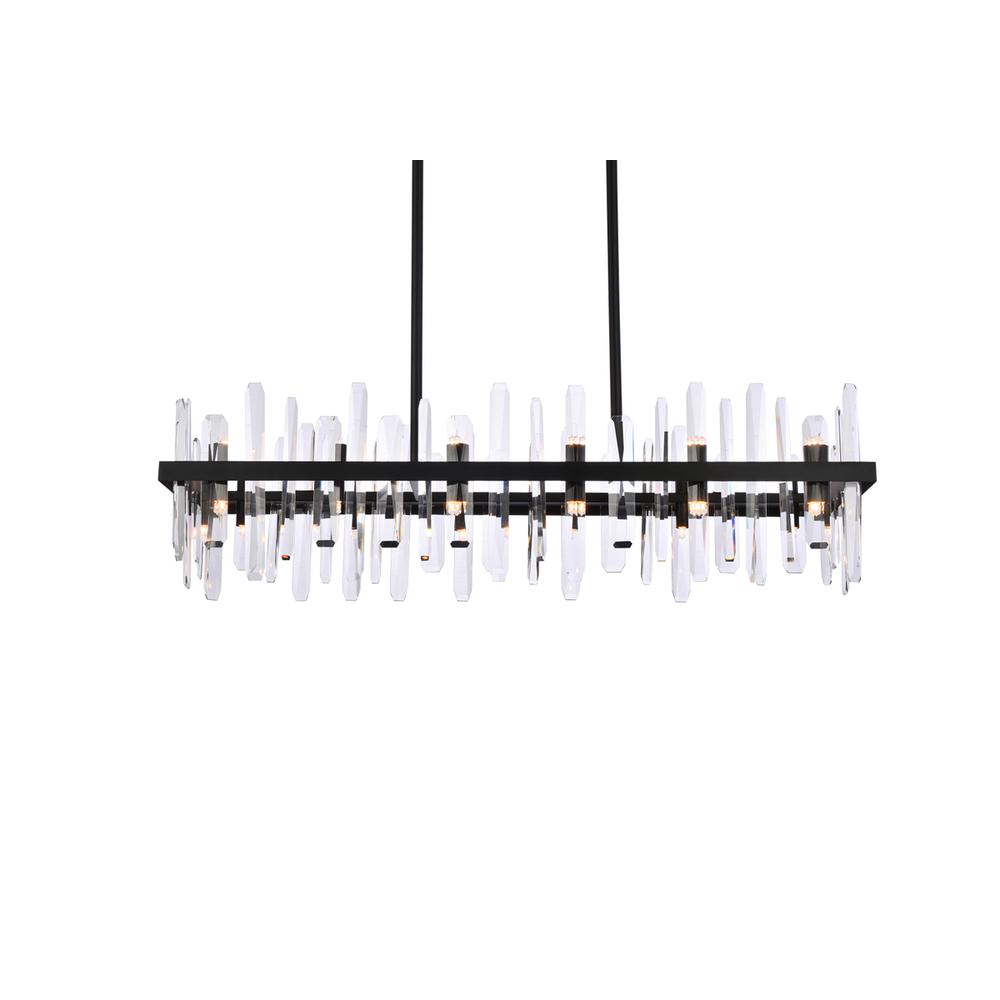 Serena 42 Inch Crystal Rectangle Chandelier In Black. Picture 2