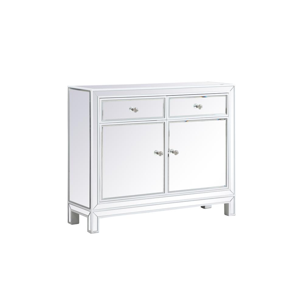 38 Inch Mirrored End Table In White. Picture 4