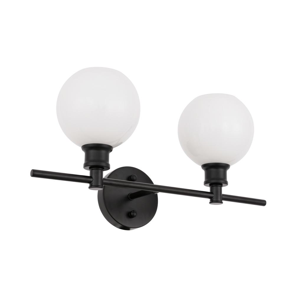 Collier 2 Light Black And Frosted White Glass Wall Sconce. Picture 6
