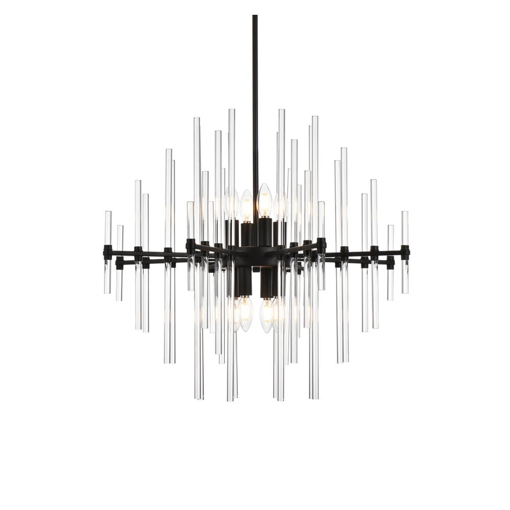 Sienna 27 Inch Crystal Rod Pendant In Black. Picture 2