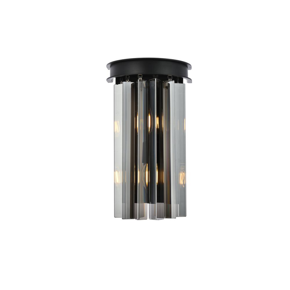 Sydney 2 Light Matte Black Wall Sconce Silver Shade (Grey) Royal Cut Crystal. Picture 1