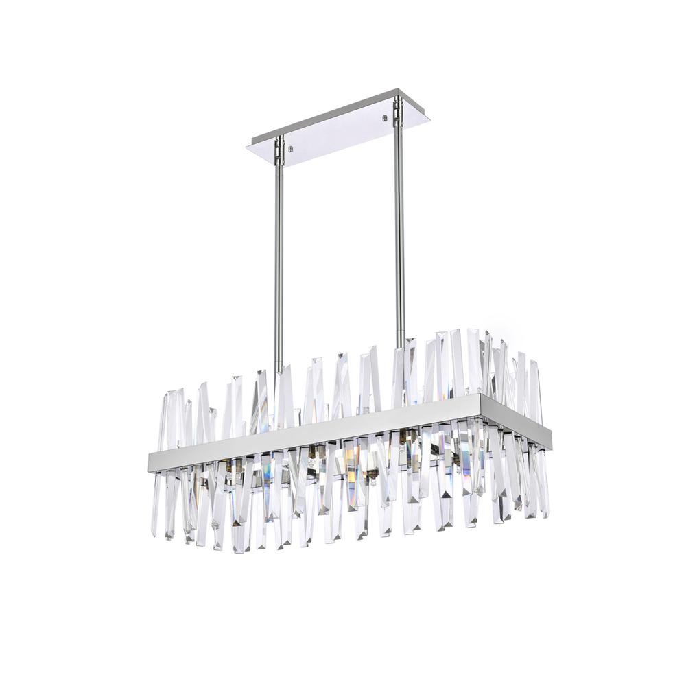 Serephina 30 Inch Crystal Rectangle Chandelier Light In Chrome. Picture 6