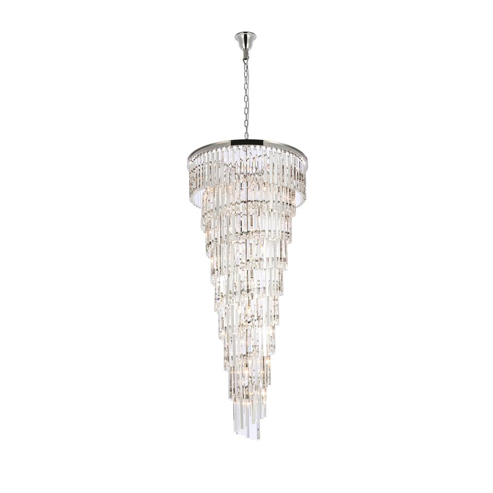 Sydney 30 Inch Spiral Crystal Chandelier In Polished Nickel. Picture 1
