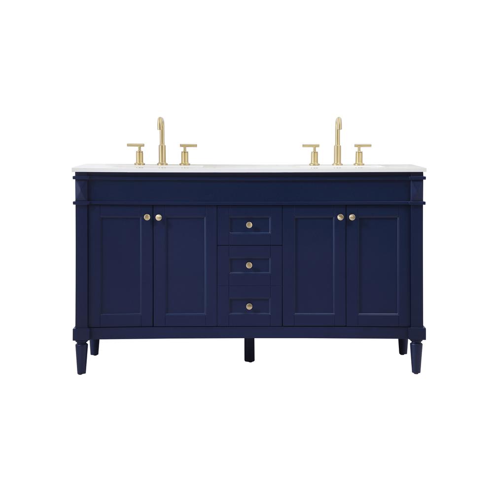 60 Inch Double Bathroom Vanity In Blue. Picture 1