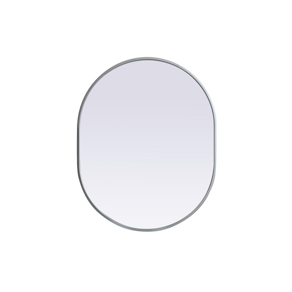 Metal Frame Oval Mirror 24X30 Inch In Silver. Picture 1