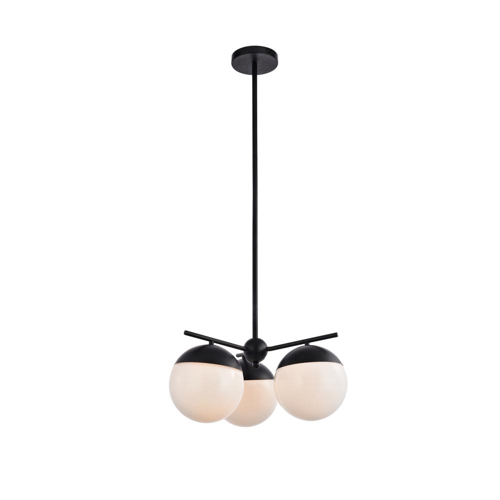 Eclipse 3 Lights Black Pendant With Frosted White Glass. Picture 2