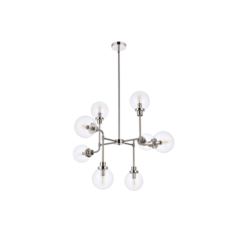 Hanson 8 Lights Pendant In Polished Nickel With Clear Shade. Picture 6
