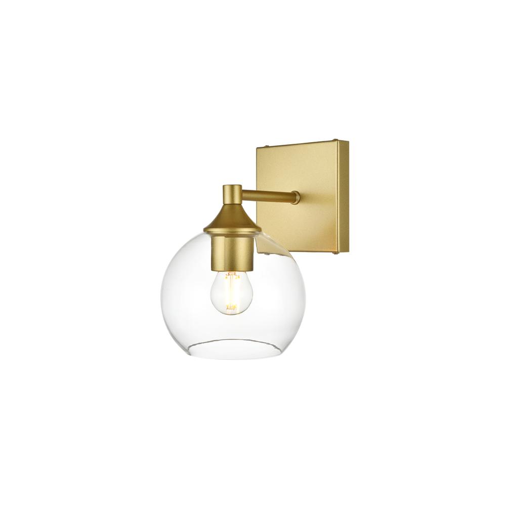 Foster 1 Light Brass And Clear Bath Sconce. Picture 2
