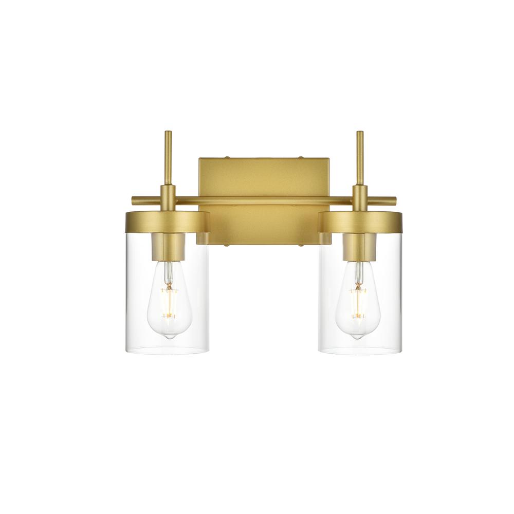 Benny 2 Light Brass And Clear Bath Sconce. Picture 1
