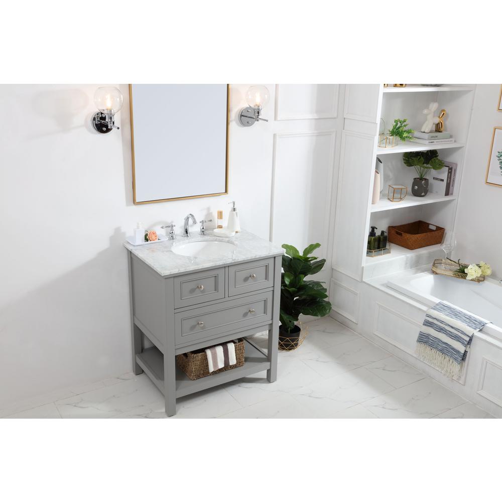 30 In. Single Bathroom Vanity Set In Grey. Picture 3