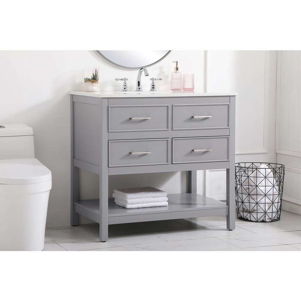 36 Inch Single Bathroom Vanity In Gray. Picture 2