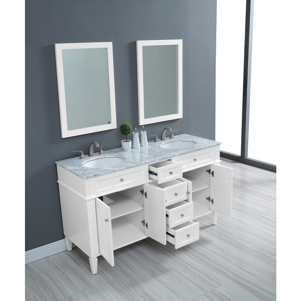 60 In. Double Bathroom Vanity Set In White. Picture 11