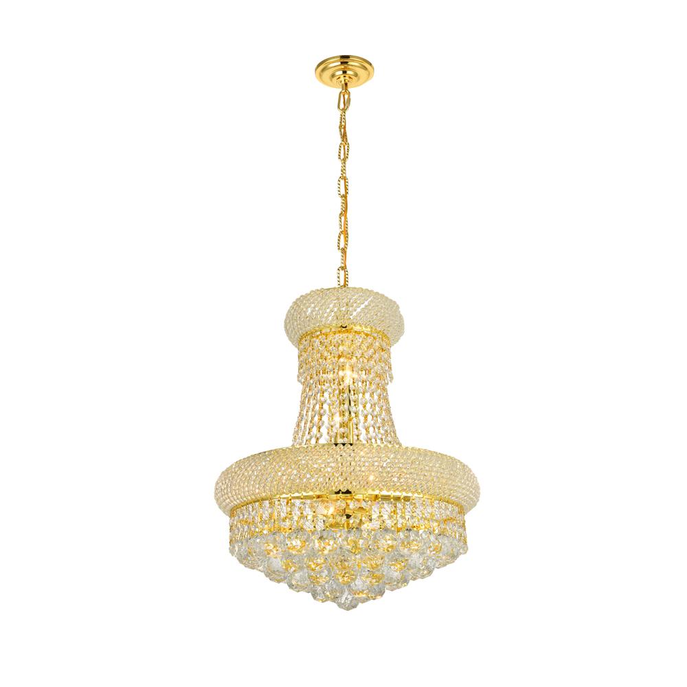 Primo 8 Light Gold Pendant Clear Royal Cut Crystal. Picture 1