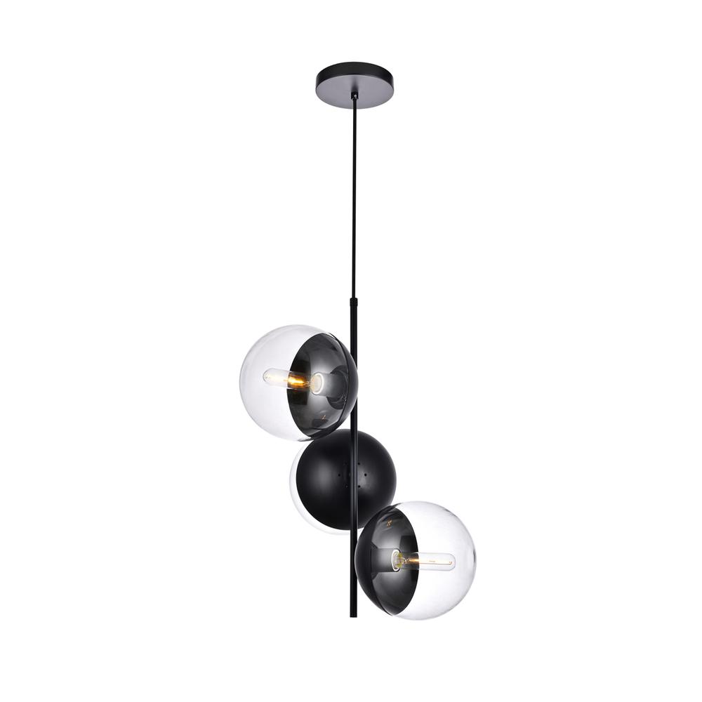 Eclipse 3 Lights Black Pendant With Clear Glass. Picture 2