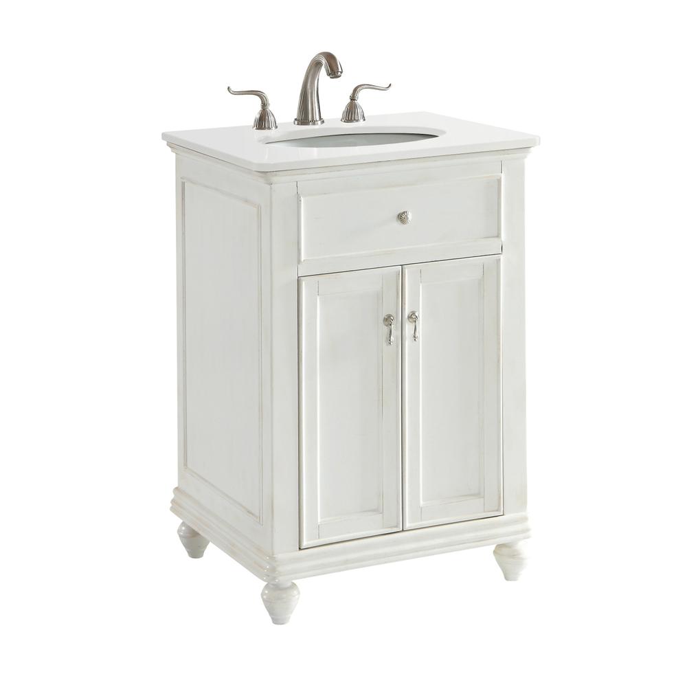 24 Inch Single Bathroom Vanity In Antique White. Picture 6
