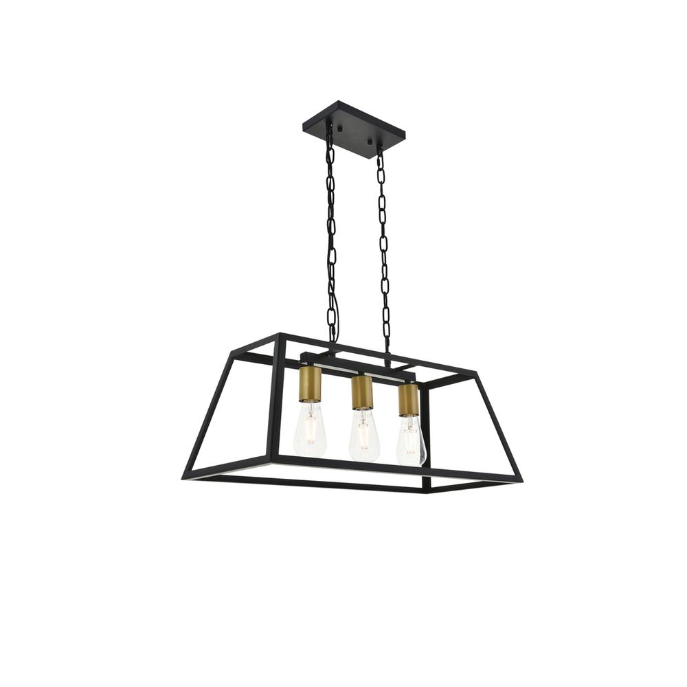 Resolute 3 Light Brass And Black Pendant. Picture 6