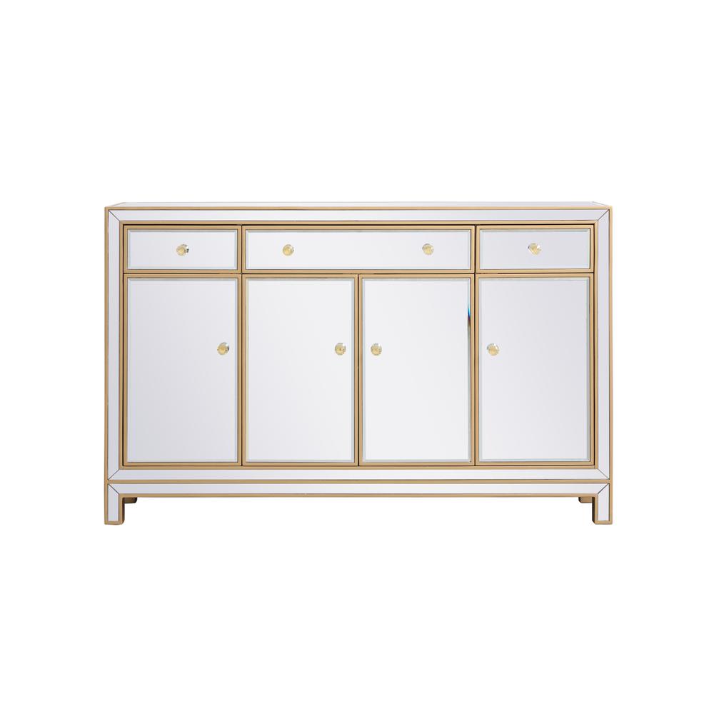 56 Inch Mirrored Credenza In Gold. Picture 1
