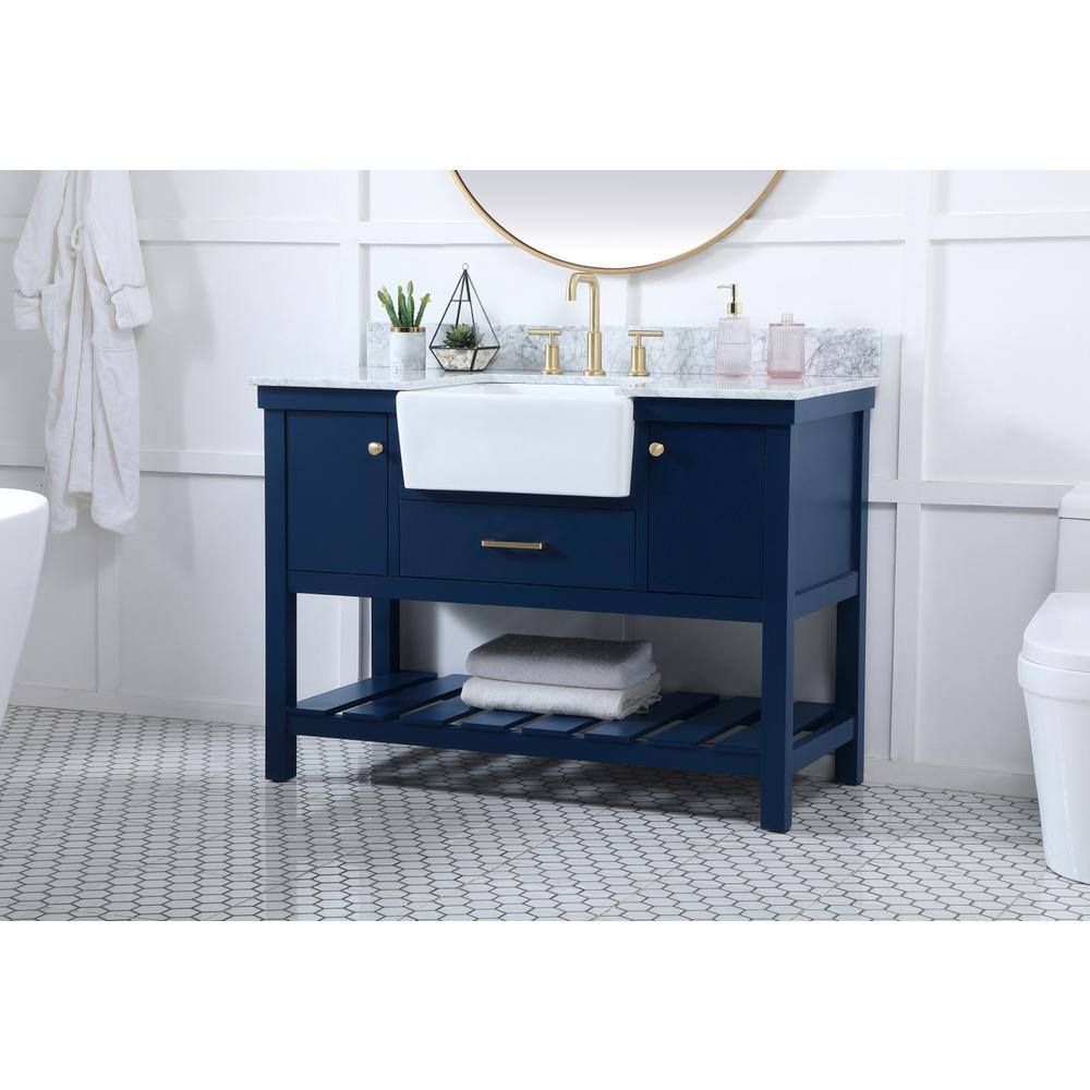 48 Inch Single Bathroom Vanity In Blue With Backsplash. Picture 2