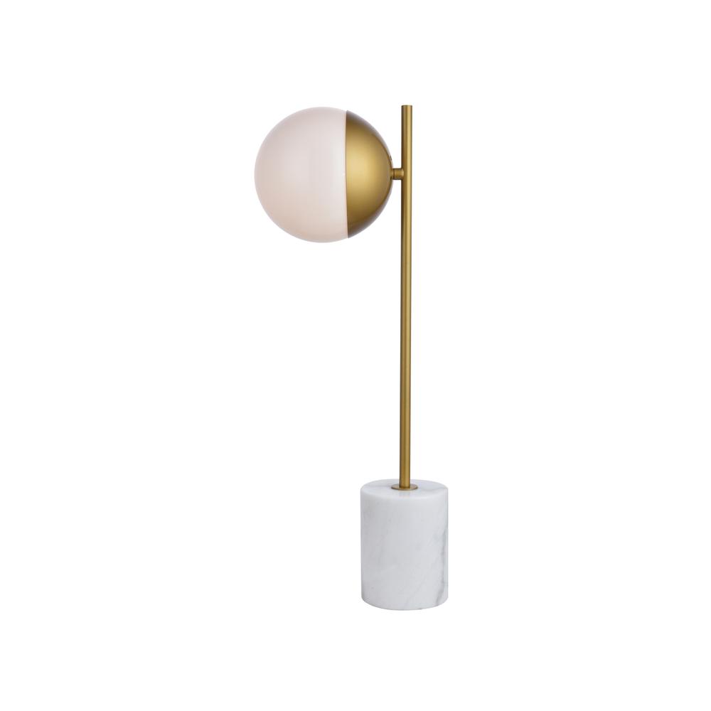 Eclipse 1 Light Brass Table Lamp With Frosted White Glass. Picture 1