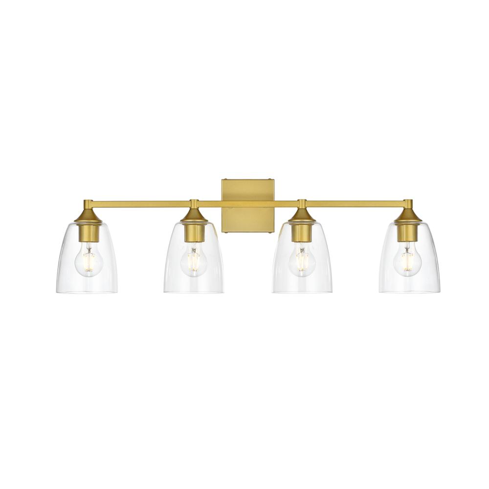 Gianni 4 Light Brass And Clear Bath Sconce. Picture 1