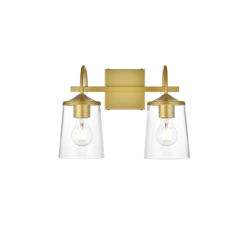Avani 2 Light Brass And Clear Bath Sconce. Picture 1