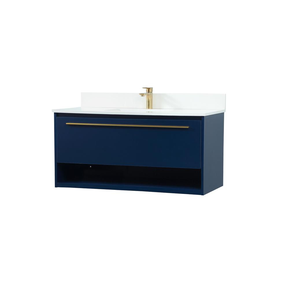 40 Inch Single Bathroom Vanity In Blue With Backsplash. Picture 7