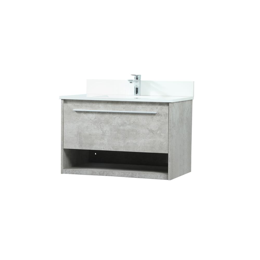 30 Inch Single Bathroom Vanity In Concrete Grey With Backsplash. Picture 7