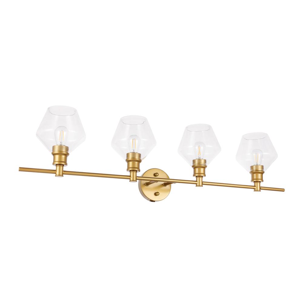 Gene 4 Light Brass And Clear Glass Wall Sconce. Picture 4