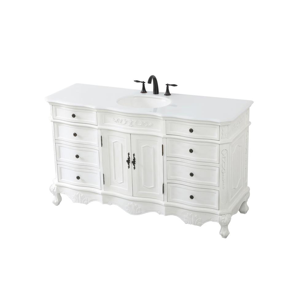 60 Inch Single Bathroom Vanity In Antique White. Picture 8
