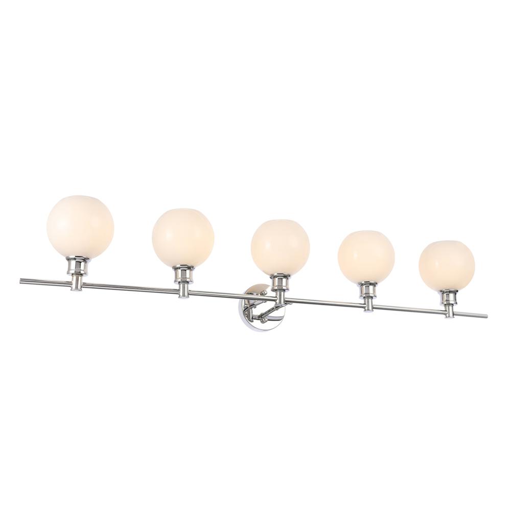 Collier 5 Light Chrome And Frosted White Glass Wall Sconce. Picture 3