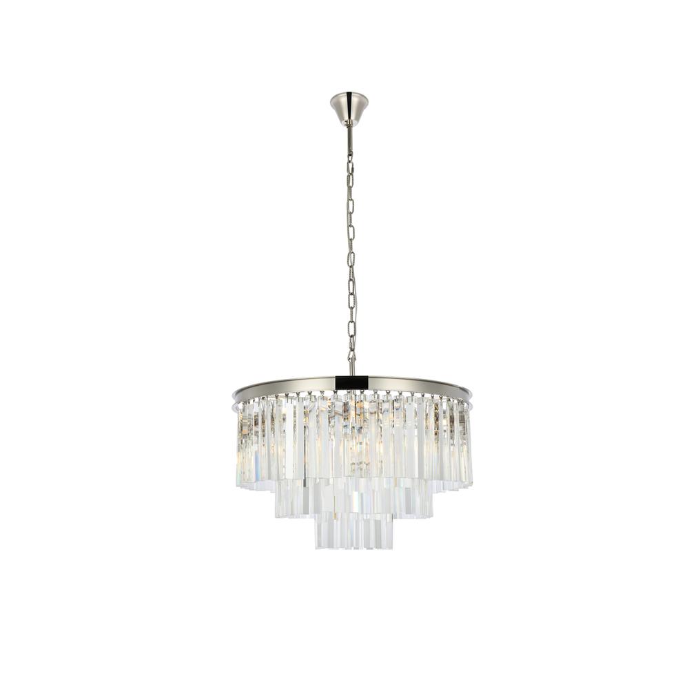 Sydney 9 Light Polished Nickel Chandelier Clear Royal Cut Crystal. Picture 1