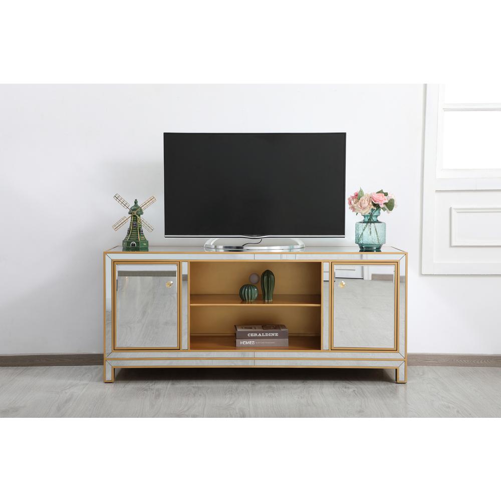 Reflexion 60 In. Mirrored Tv Stand In Gold. Picture 11